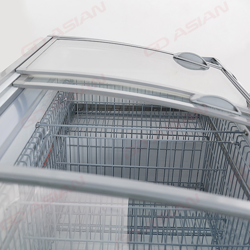 Commercial Chest Freezer Glass Lids Large Capacity with Wire Baskets