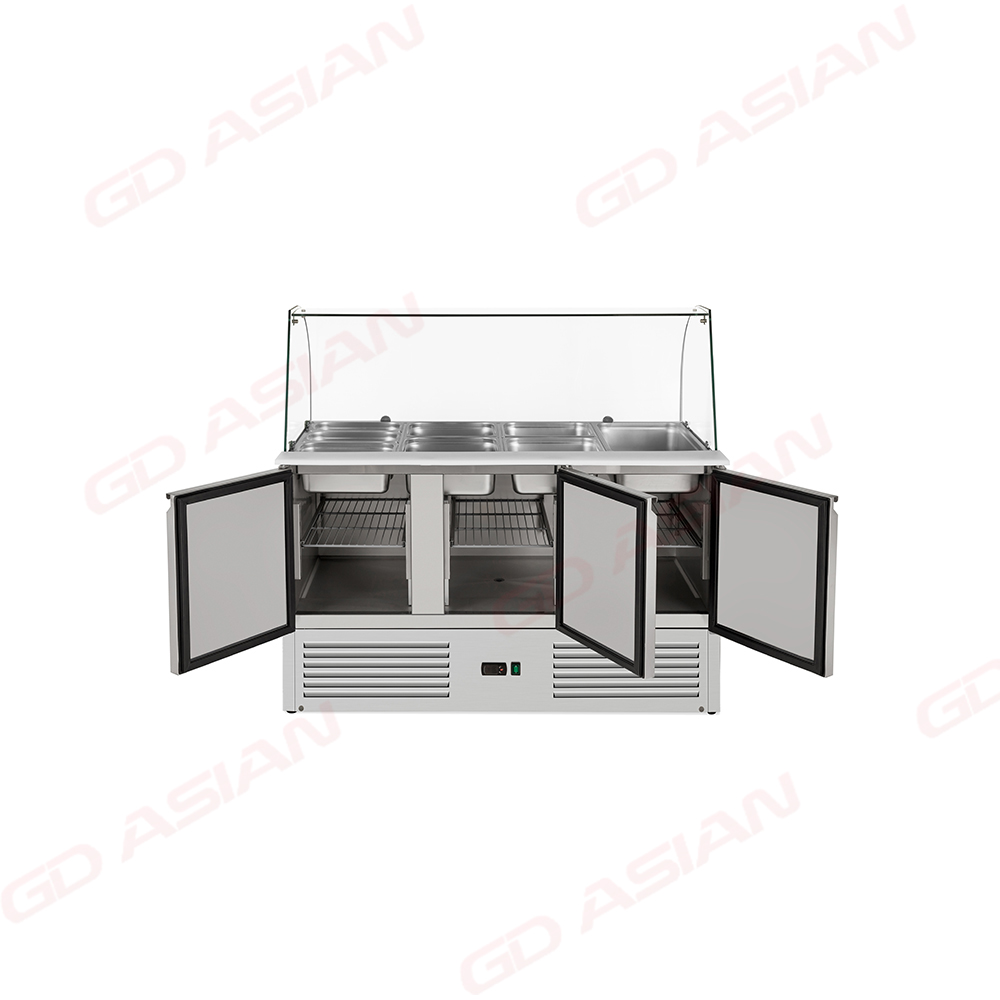 Commercial Prep Table Countertop 2 Solid Door Salad Refrigerator