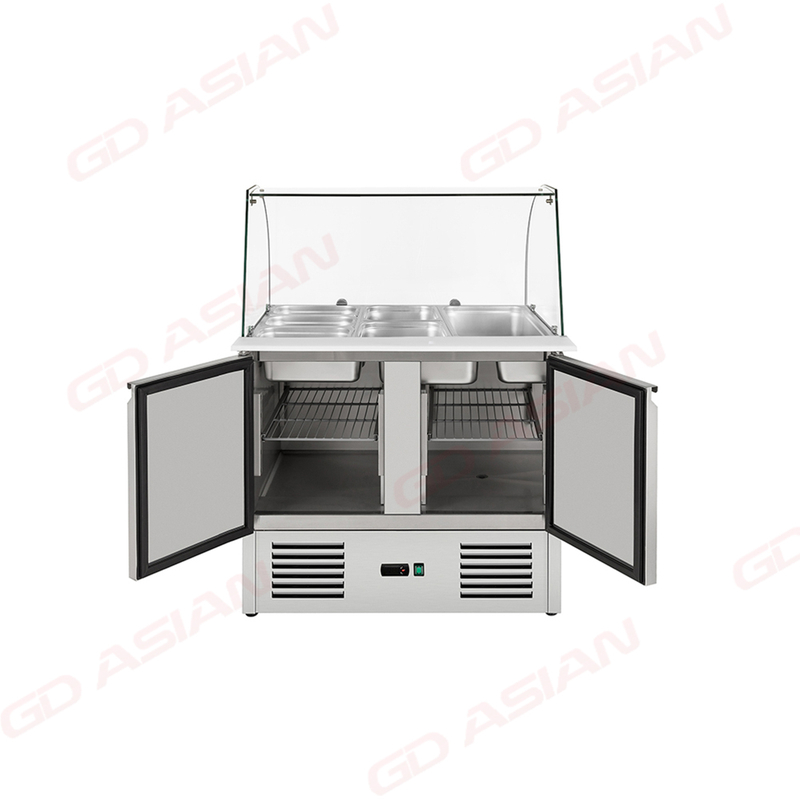 Curved Glass Top Refrigerated Salad Prep Table