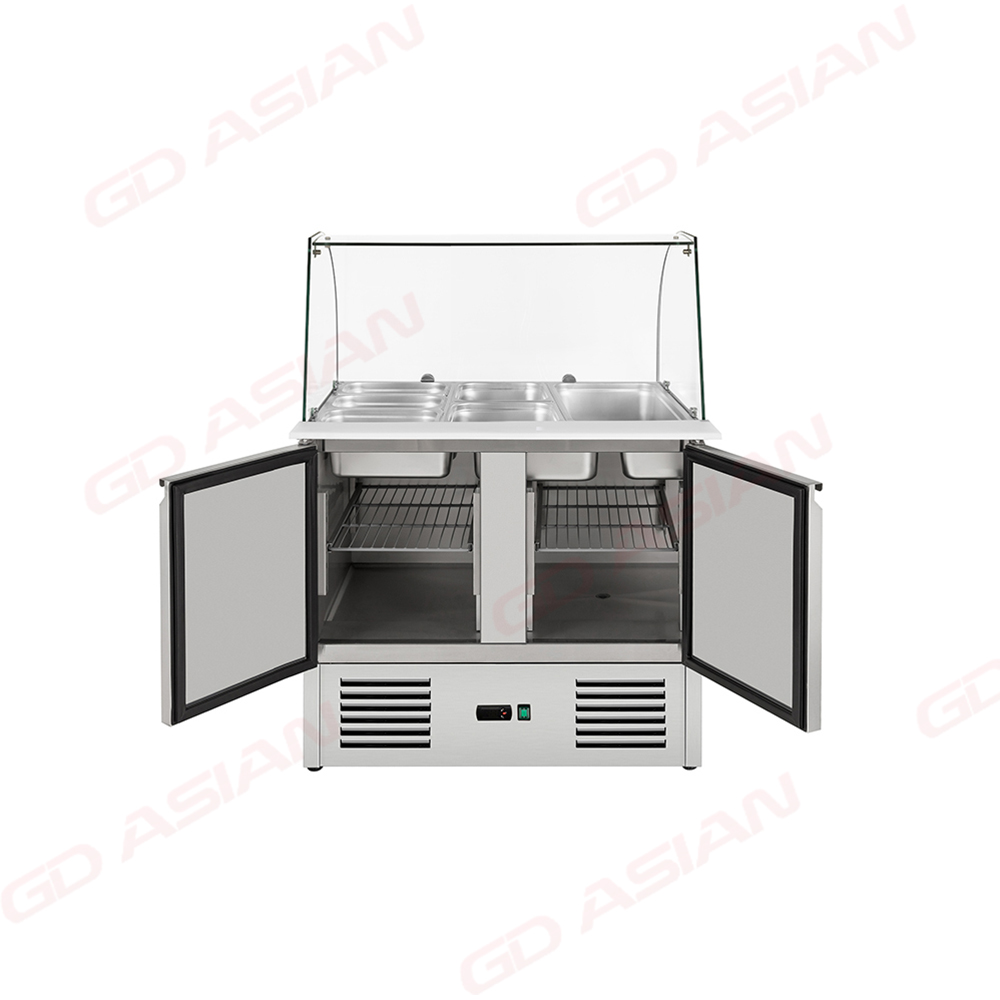 Curved Glass Top Refrigerated Salad Prep Table