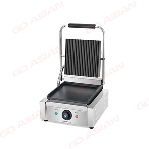 Single Head Contact Grill Top Ribbed Grooved Plate Bottom Flat Plate