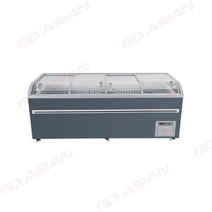 Combined Island Freezer Curved Glass Top With Sliding Lids