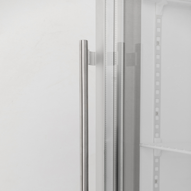 Large Capacity Glass Door Commercial Refrigerator Freezer White Steel Exterior