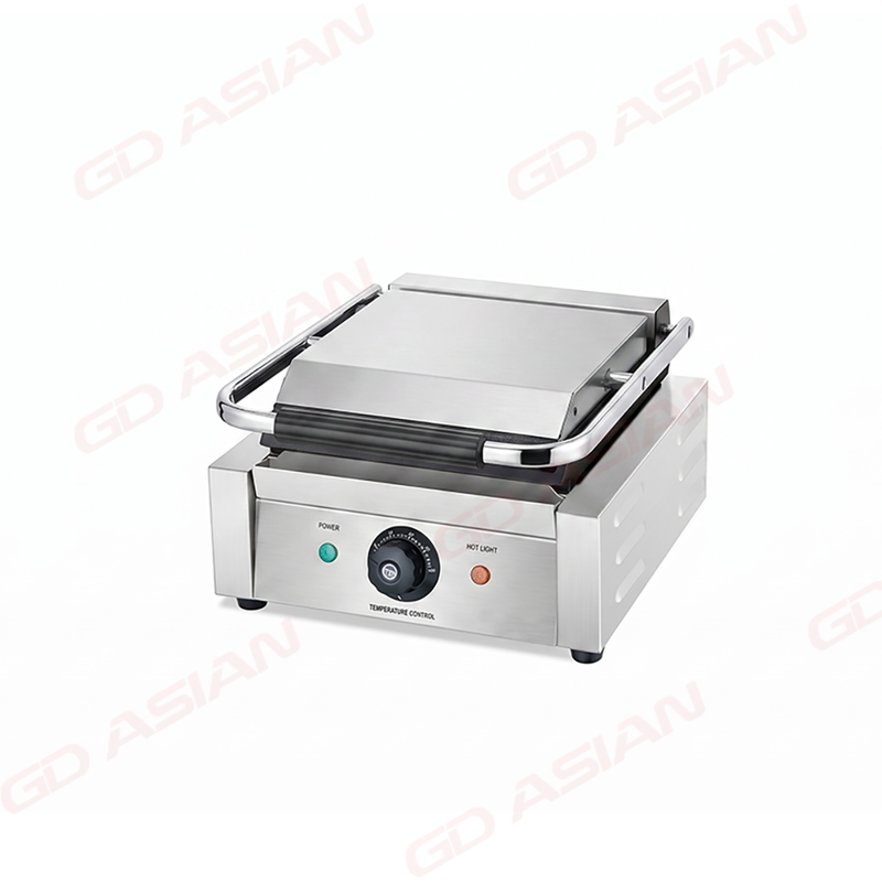Single Head Contact Grill Top Ribbed Grooved Plate Bottom Flat Plate