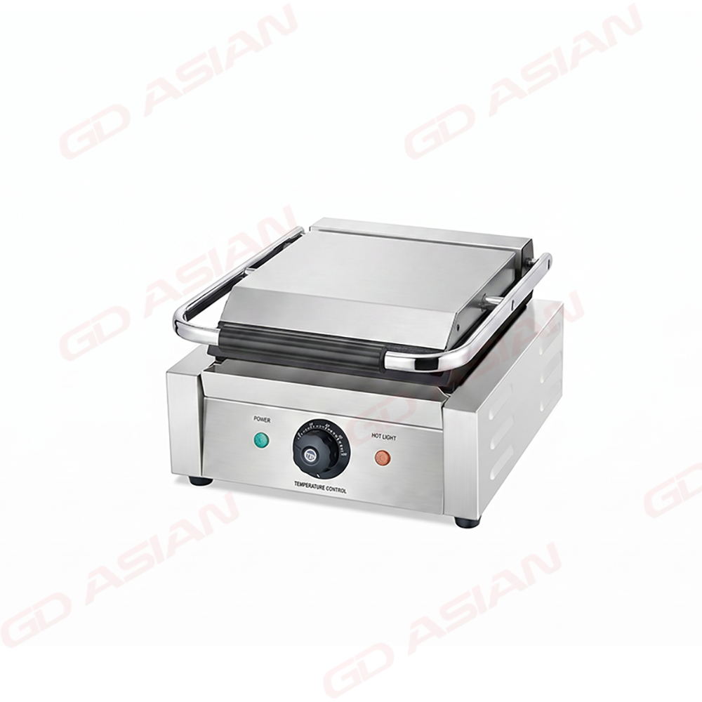 Single Head Contact Grill Top Ribbed Grooved Plate Bottom Flat Plate