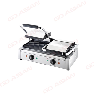 Double Contact Grill Heavy Duty Cast Iron Ribbed Plates