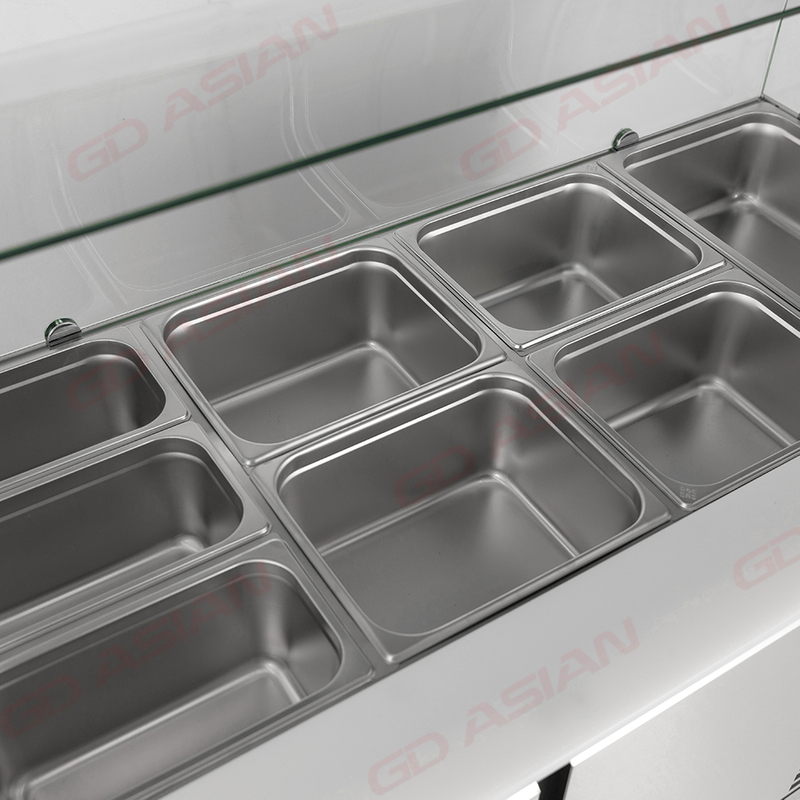 Curved Glass Top Refrigerated Salad Prep Table