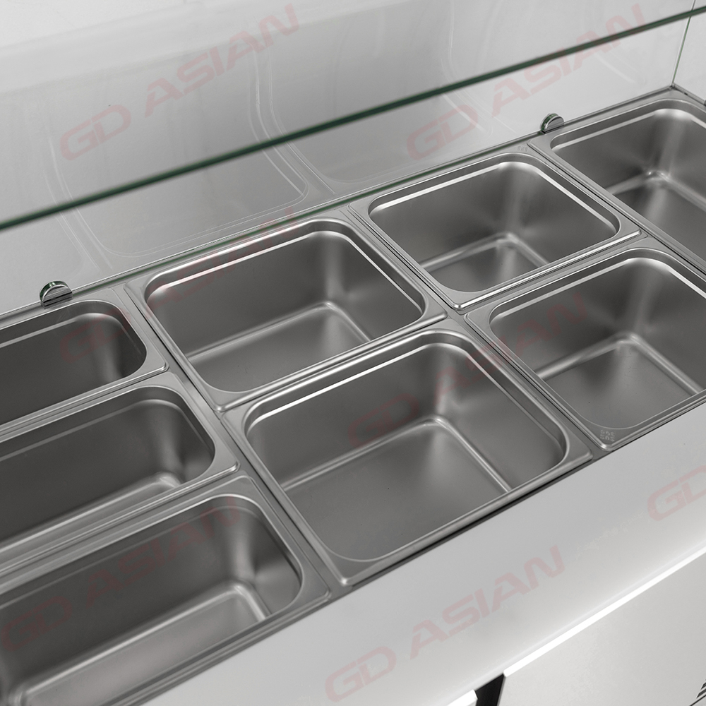 Curved Glass Top Refrigerated Salad Prep Table