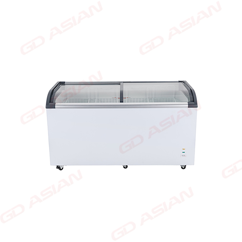Curved Sliding Glass Lid Chest Freezer Commercial Display