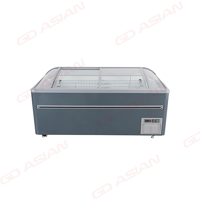 Commercial Chest Freezer Glass Lids Large Capacity with Wire Baskets