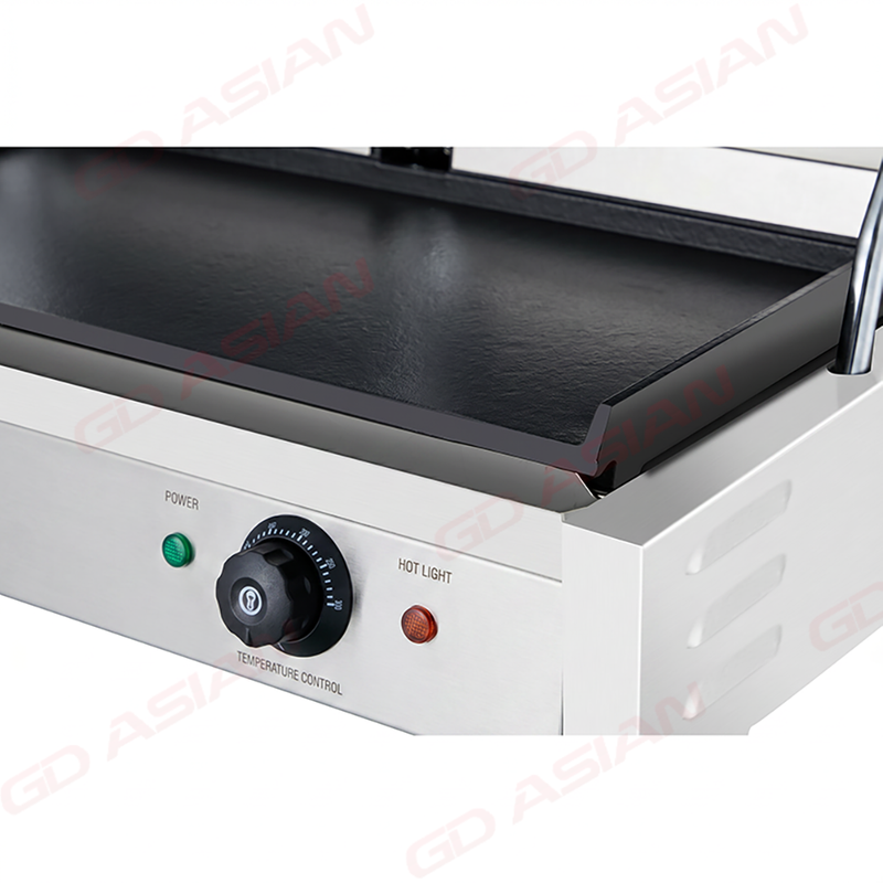 Double Contact Grill with Ribbed Top Flat Bottom Plate
