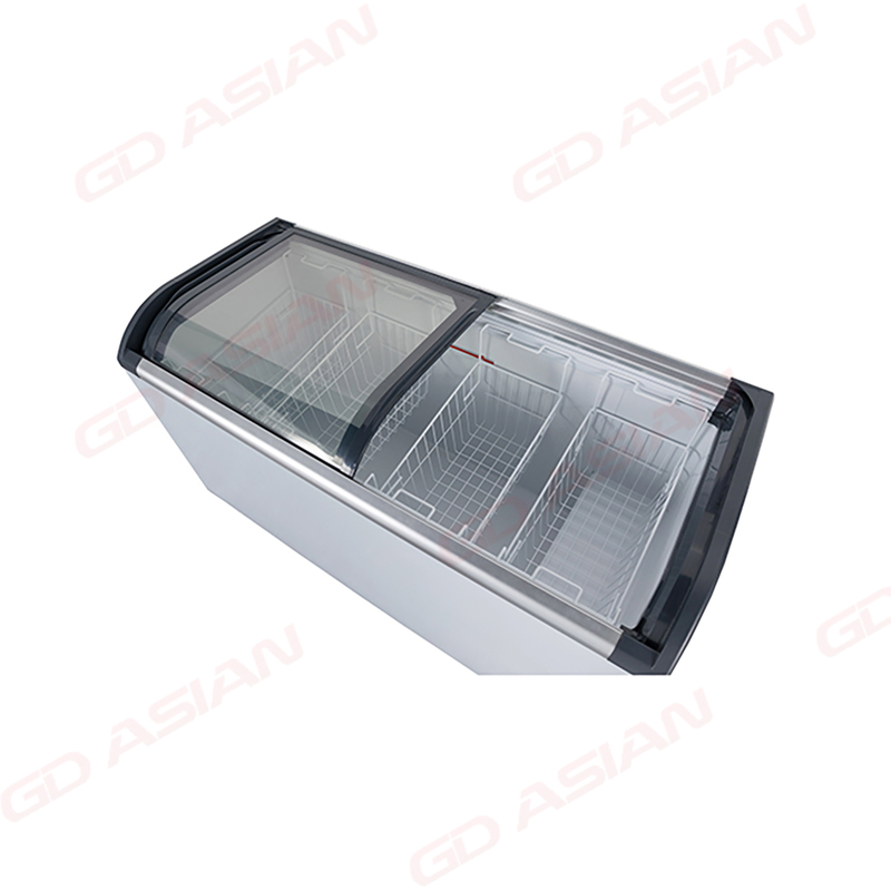 Curved Sliding Glass Lid Chest Freezer Commercial Display