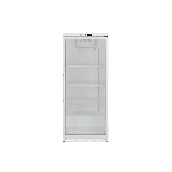 Large Capacity Glass Door Commercial Refrigerator Freezer White Steel Exterior
