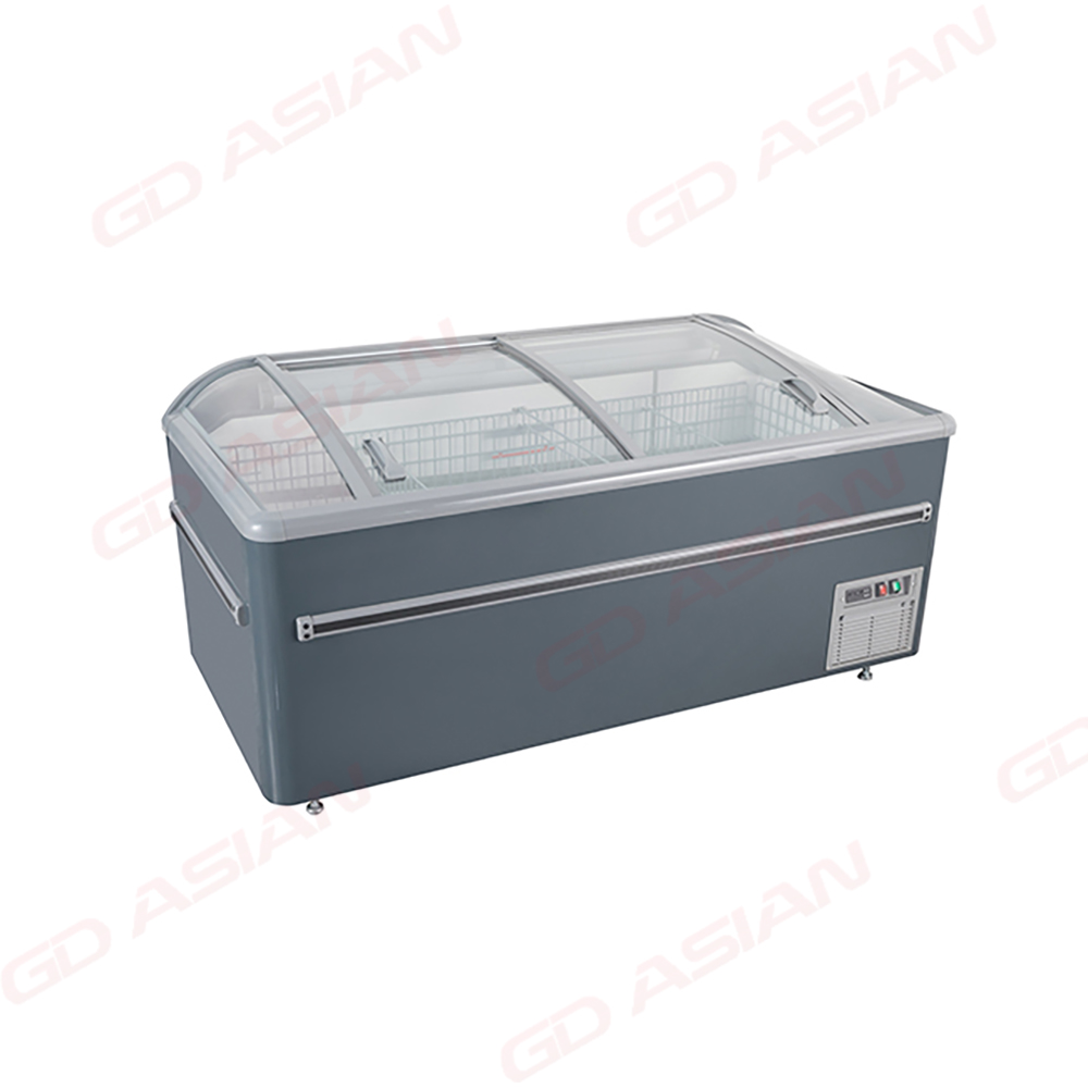 Commercial Chest Freezer Glass Lids Large Capacity with Wire Baskets