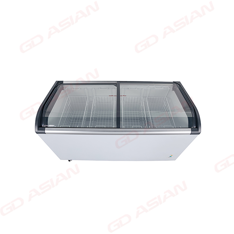 Curved Sliding Glass Lid Chest Freezer Commercial Display