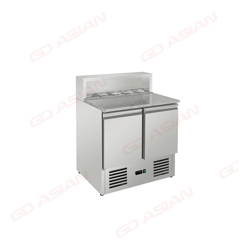Commercial Saladette with Solid Door And Granite Counter Top