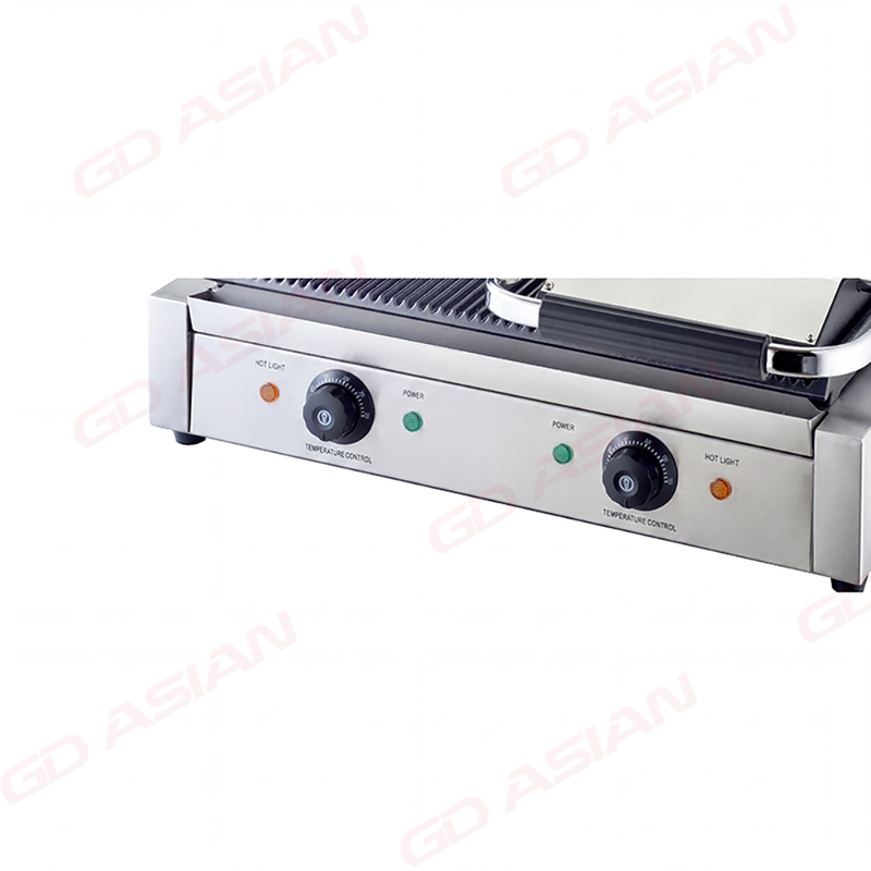 Double Contact Grill Heavy Duty Cast Iron Ribbed Plates