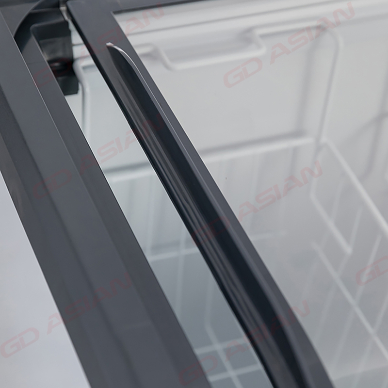 Curved Sliding Glass Lid Chest Freezer Commercial Display