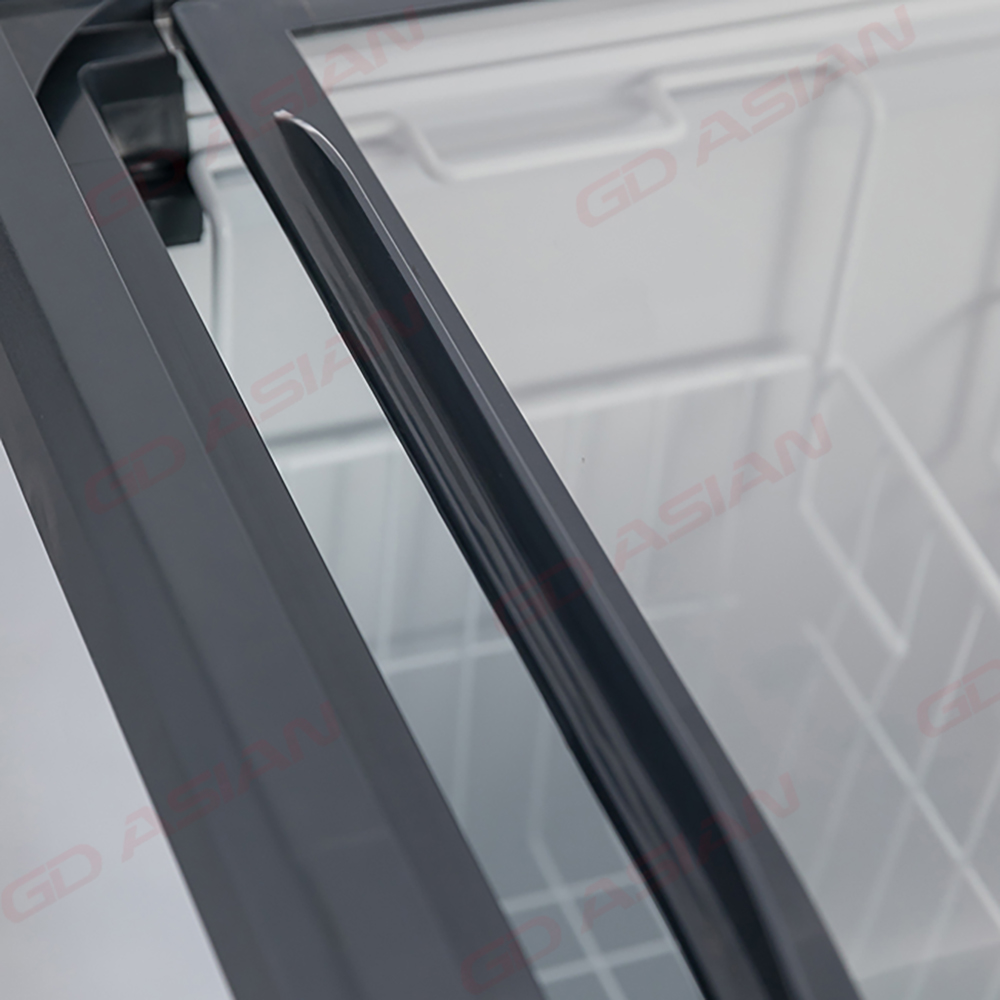 Curved Sliding Glass Lid Chest Freezer Commercial Display