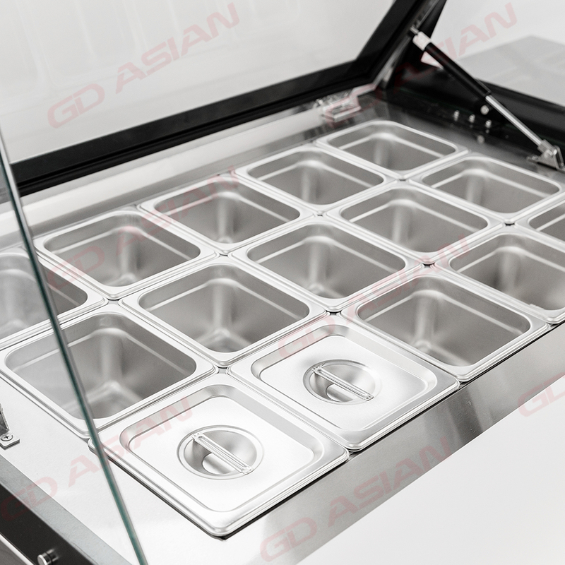 New Design Refrigerated Preparation Table Reserve a place for the cash register.