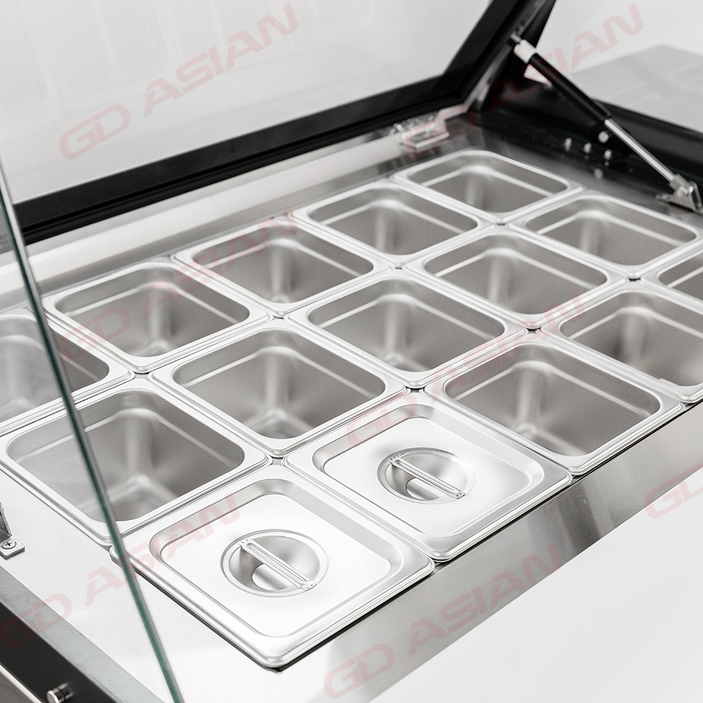 New Design Refrigerated Preparation Table Reserve a place for the cash register.